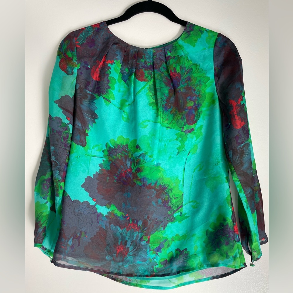 J.Crew blouse size 00 with blue, green and flower accents